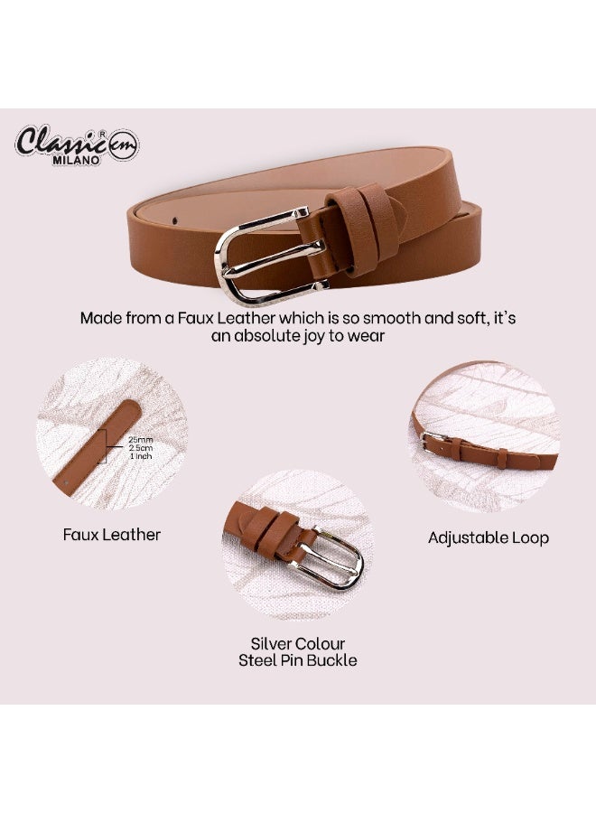 Classic Milano Women's Belt with Gift Box | Faux Leather Ladies Belt for Dresses, Jeans & Gowns | Stylish Womens Belt | Adjustable Girls Belt | Belt for Women with Elegant Buckle - Image 4